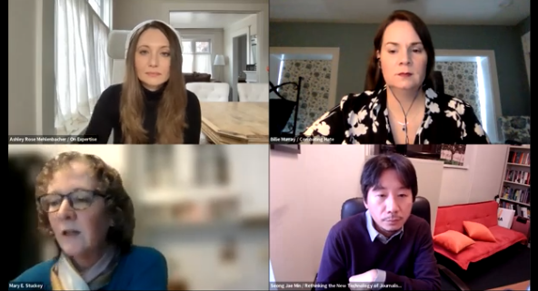 Panelists participating in an author event via Zoom
